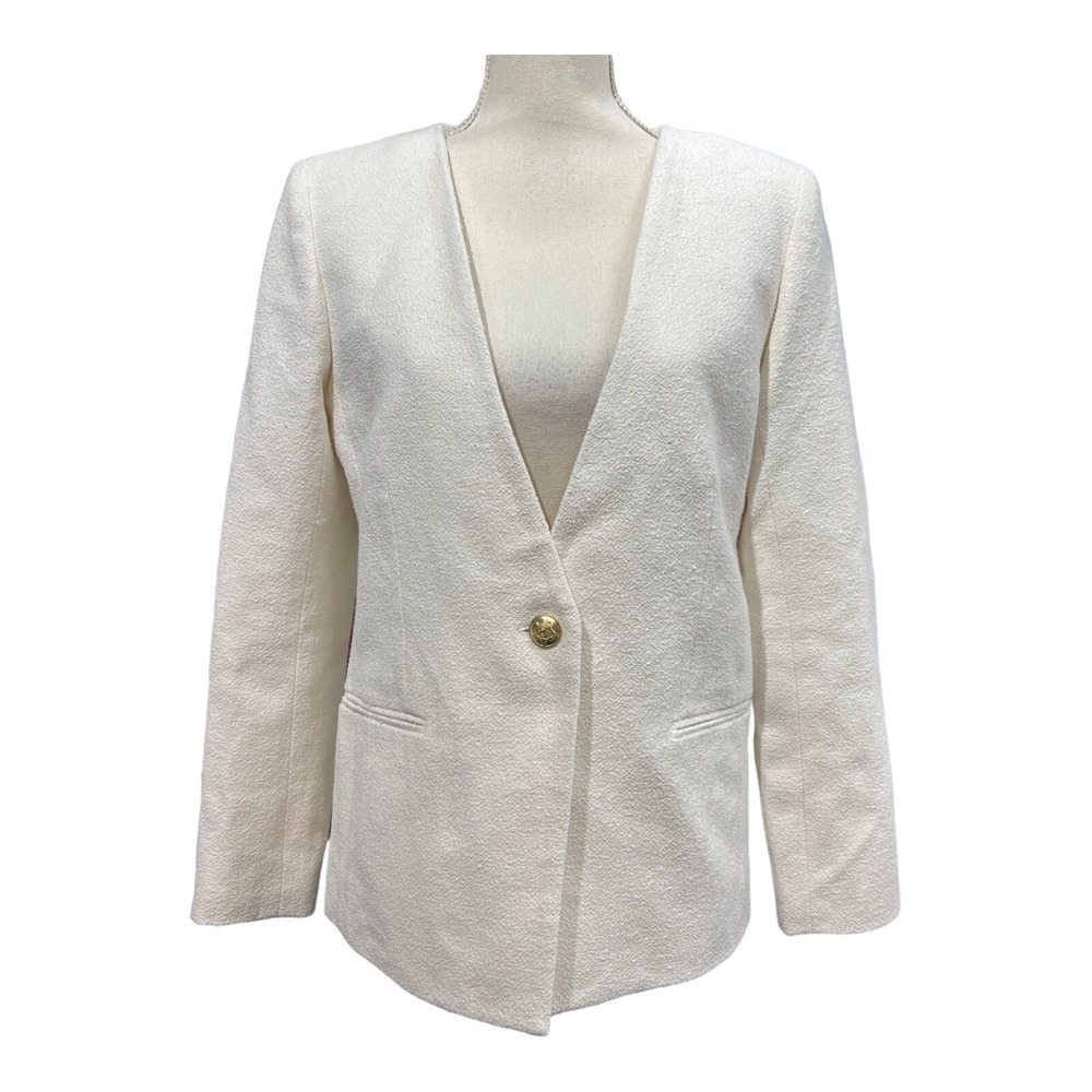J Crew Collection Alfie Collarless Blazer Bouclé Knit Jacket Womens 8 Office